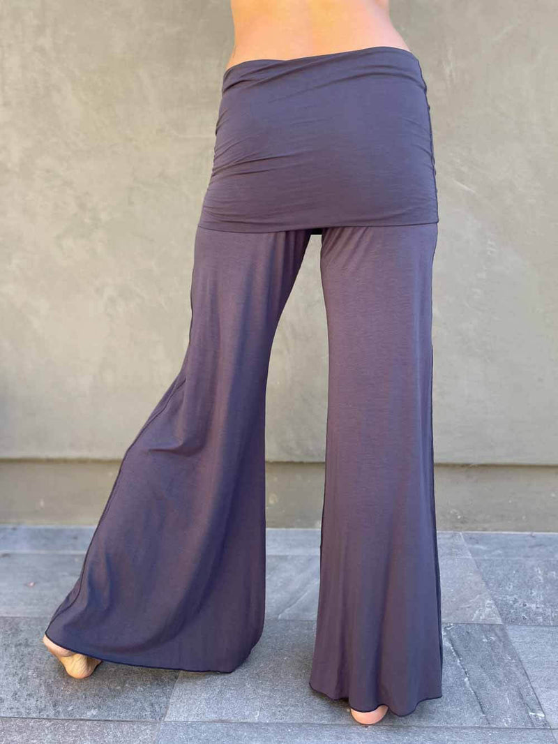 women's natural stretchy rayon jersey skirt-over flow pants #color_steel