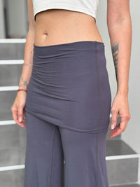 caraucci stretch jersey steel gray skirt-over wide leg flow pants #color_steel