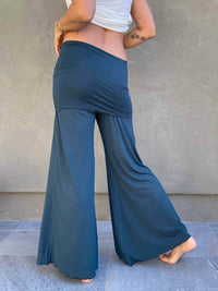 women's natural stretchy rayon jersey skirt-over flow pants #color_teal