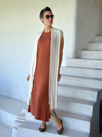 caraucci rust sleeveless side slit long tunic or dress #color_copper