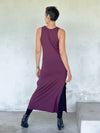 caraucci purple sleeveless side slit long tunic or dress #color_jam