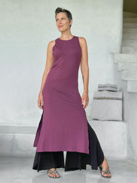 caraucci purple sleeveless side slit long tunic or dress #color_jam