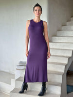 caraucci purple sleeveless side slit long tunic or dress #color_plum