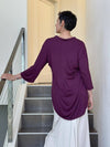 women's lightweight jersey purple 3/4 sleeve v-neck kurta tunic #color_jam