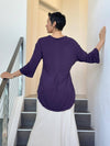 women's lightweight jersey purple 3/4 sleeve v-neck kurta tunic #color_plum