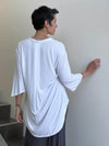 women's lightweight jersey white 3/4 sleeve v-neck kurta tunic #color_white