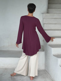 caraucci relaxed fit purple long sleeve cowl neck tunic #color_jam