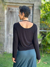 caraucci reversible black ruched long sleeve top #color_black