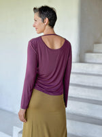 caraucci reversible purple ruched long sleeve top #color_jam