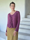 caraucci reversible purple ruched long sleeve top #color_jam