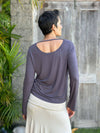caraucci reversible steel grey ruched long sleeve top #color_steel