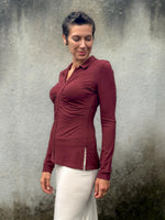 Ruched Collar Long Sleeve