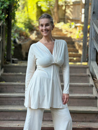 caraucci-long-sleeve-cream-v-neck-tunic-top #color_cream