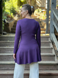 caraucci-long-sleeve-purple-v-neck-tunic-top #color_plum