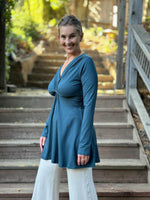 caraucci-long-sleeve-teal-v-neck-tunic-top #color_teal