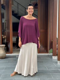 women's plant based rayon jersey stretchy cream hourglass convertible maxi skirt and dress #color_cream