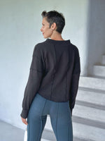 caraucci bamboo cotton fleece black dolman sleeve pullover sweatshirt #color_black