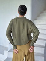 caraucci bamboo cotton fleece green dolman sleeve pullover sweatshirt #color_forest