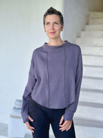 caraucci bamboo cotton fleece steel grey dolman sleeve pullover sweatshirt #color_steel