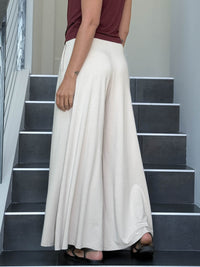 caraucci high waisted wide leg cream flare pants with side pockets #color_cream