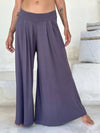 caraucci high waisted steel grey wide leg flare pants with side pockets #color_steel