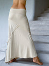 women's stretchy rayon jersey cream maxi skirt with raised stitch detail #color_cream