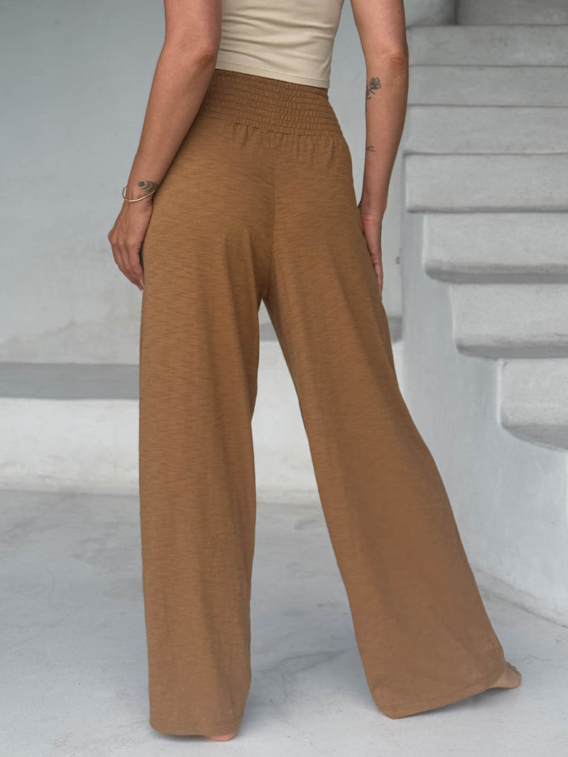 caraucci relaxed fit cotton camel pants with pockets #color_camel