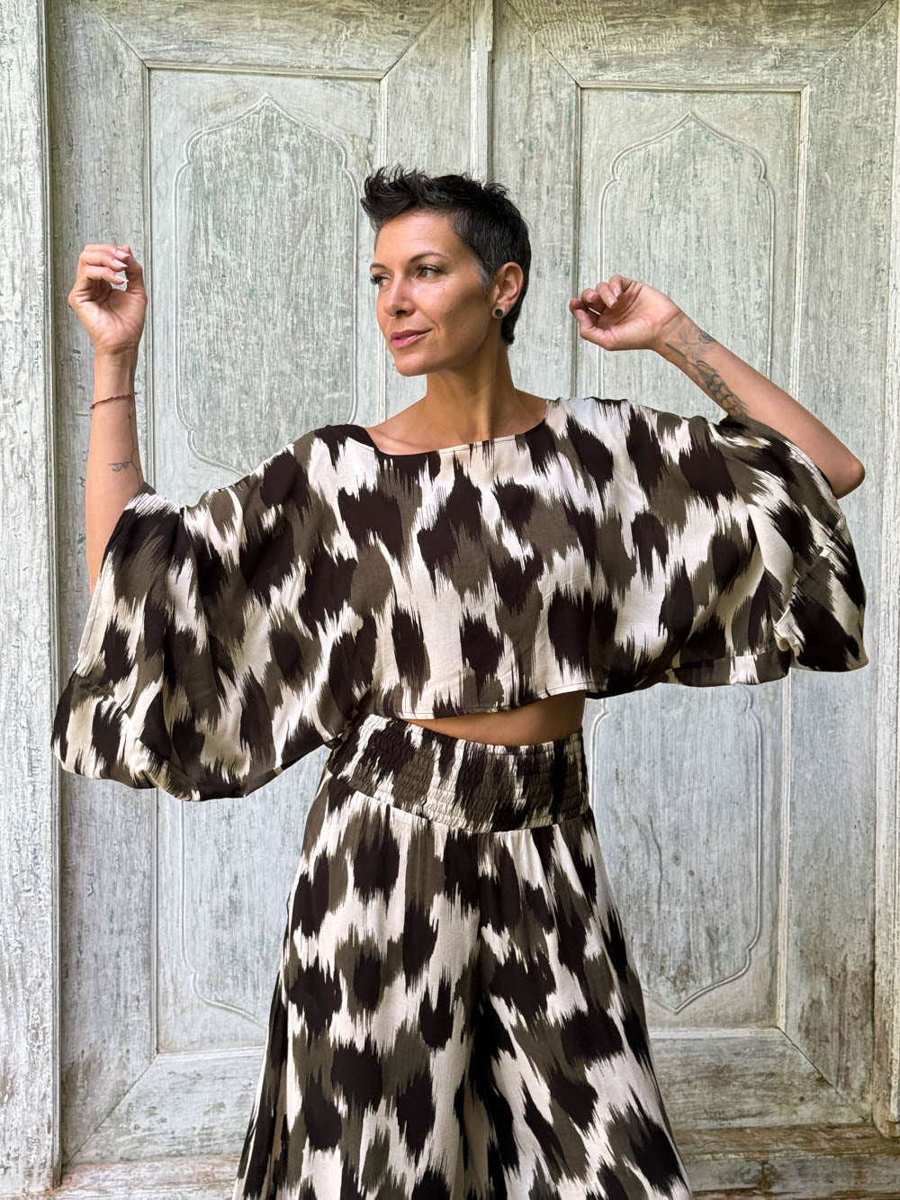 Forest Ikat Flow Top
