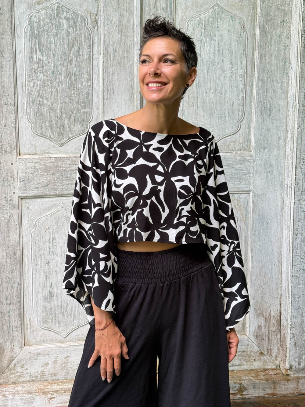 Midnight Bloom Flow Top