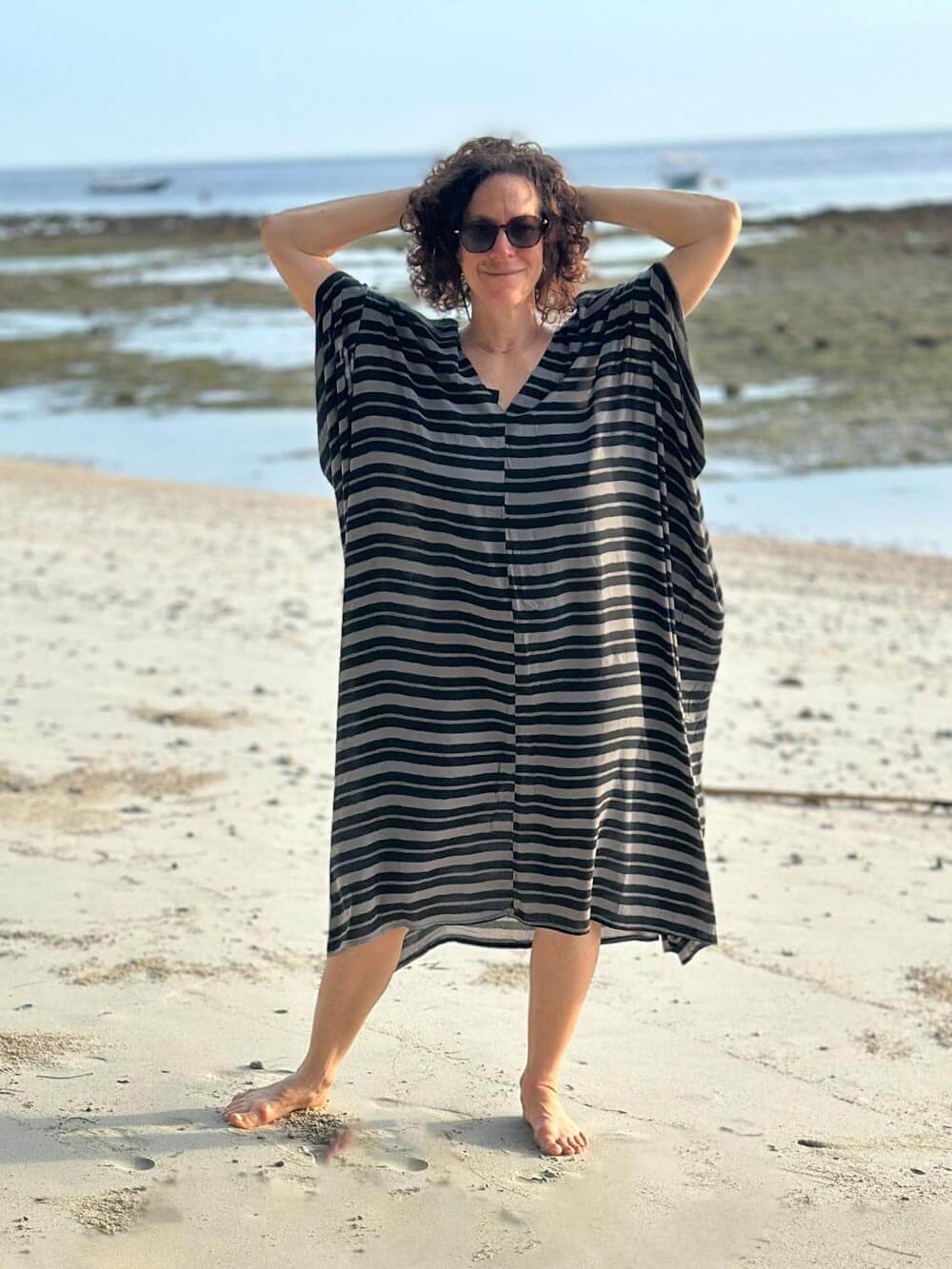 Stripe Print Kaftan Dress | Women's Summertime Cover-Ups Stripe Print Kaftan Dress | Women's Summertime Cover-Ups