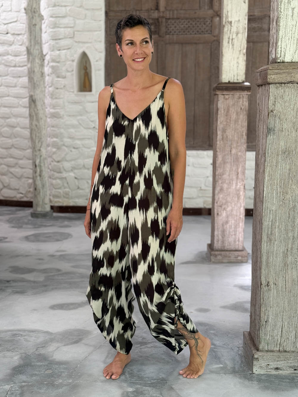 Forest Ikat Ruched Jumper