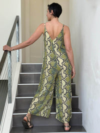 Green Snake Print Ruched Jumper