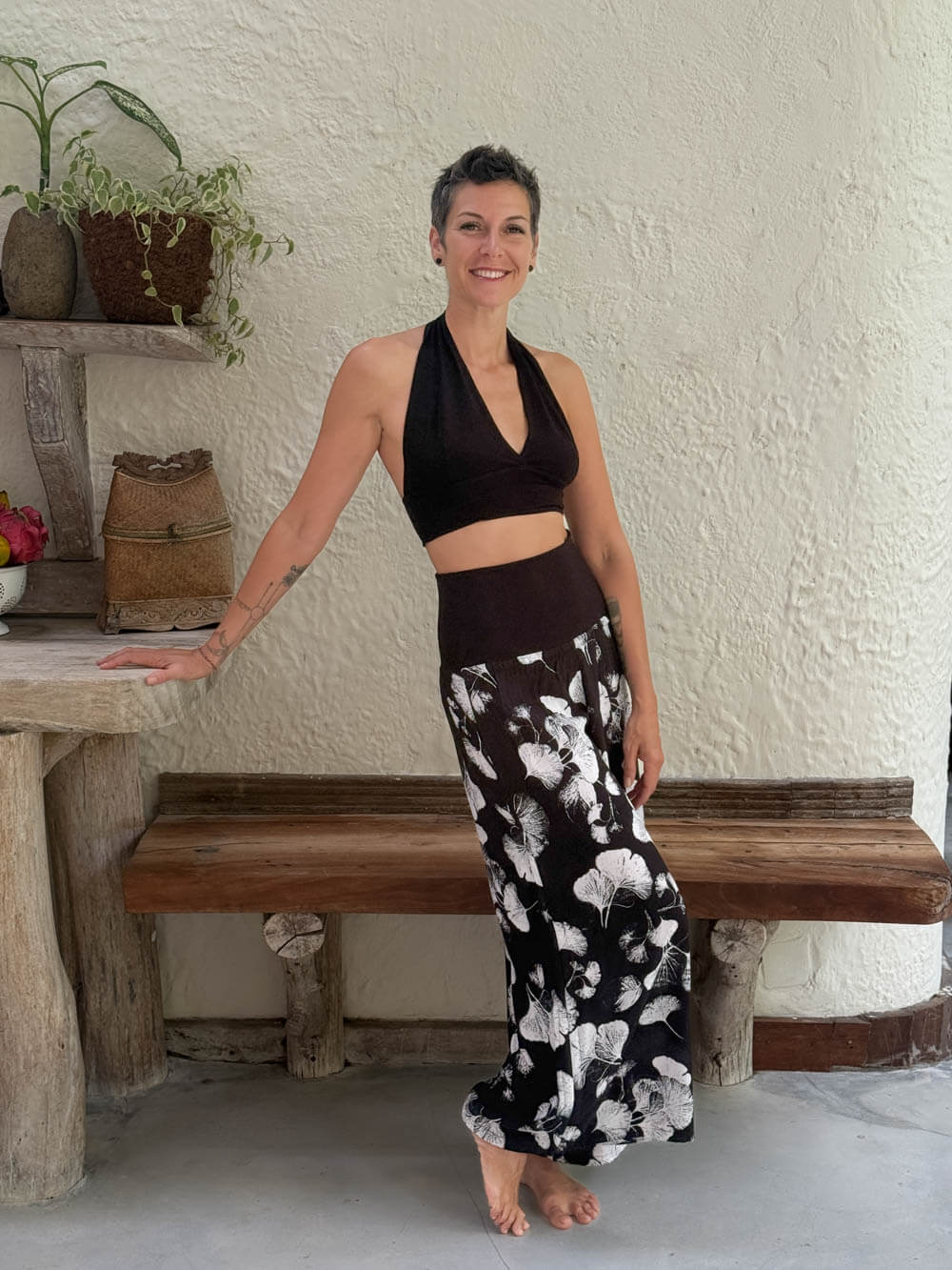 Black Ginkgo Ruched Pant