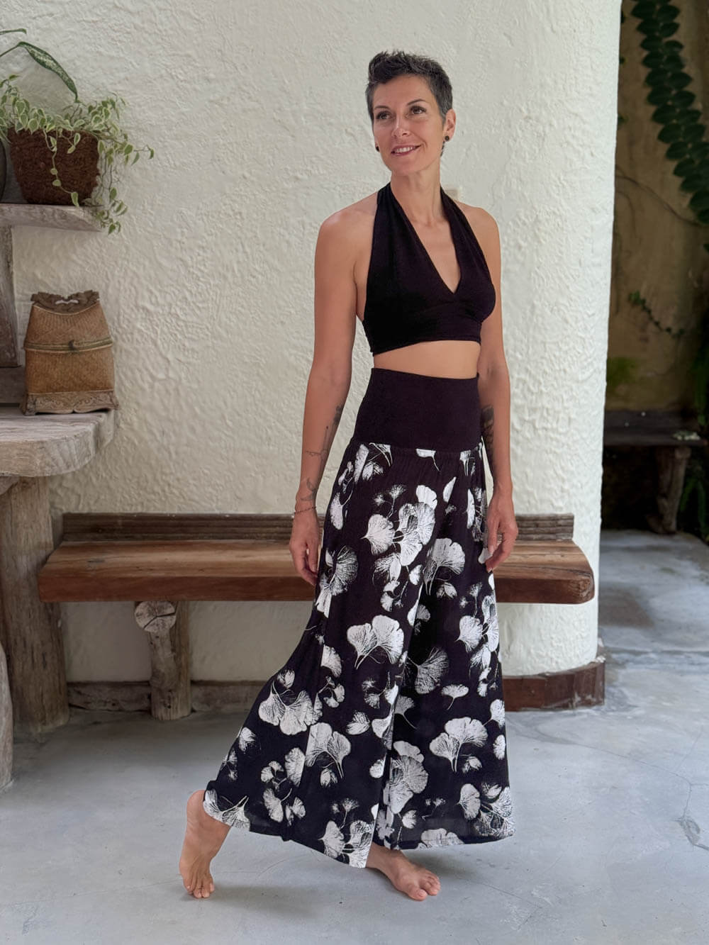 Black Ginkgo Ruched Pant