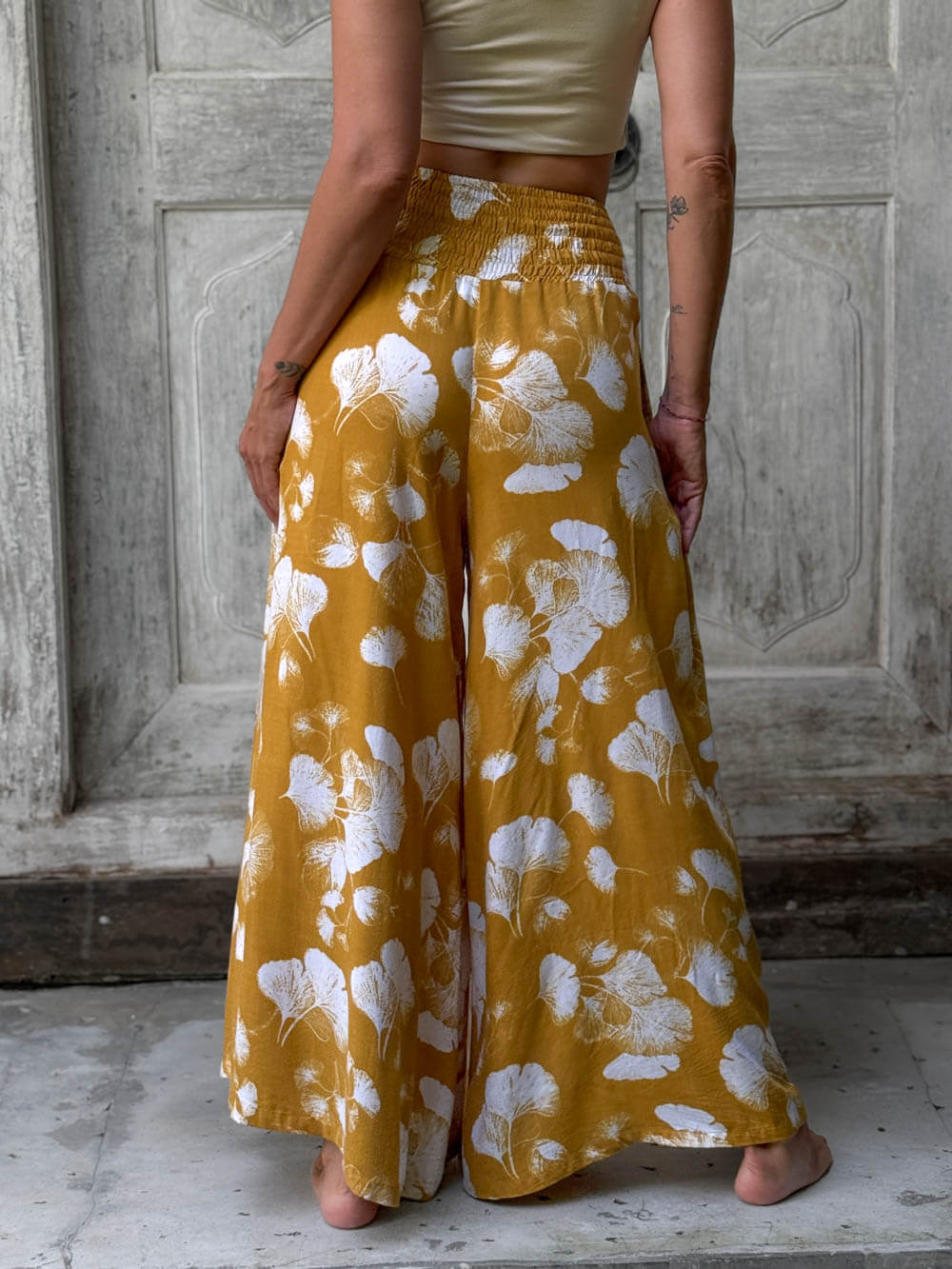 Ginkgo Print Wide Leg Flow Pant