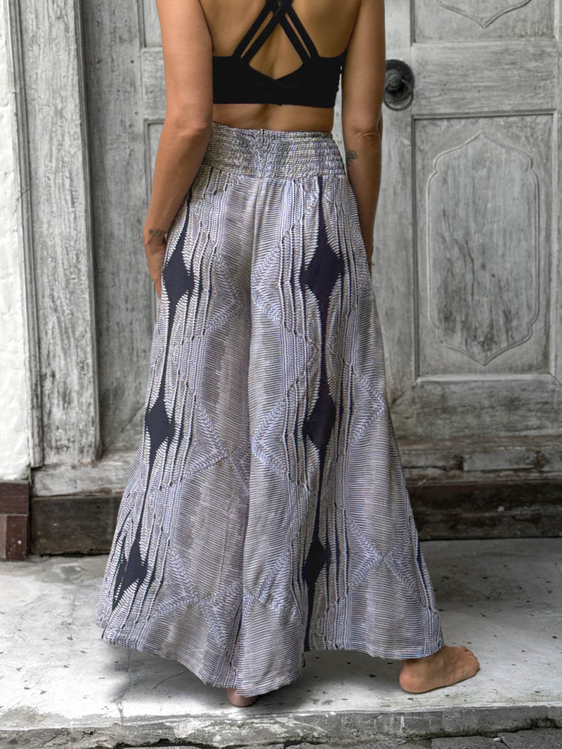 Navy Diamond Wide Leg Flow Pant