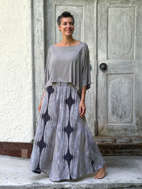 Navy Diamond Wide Leg Flow Pant