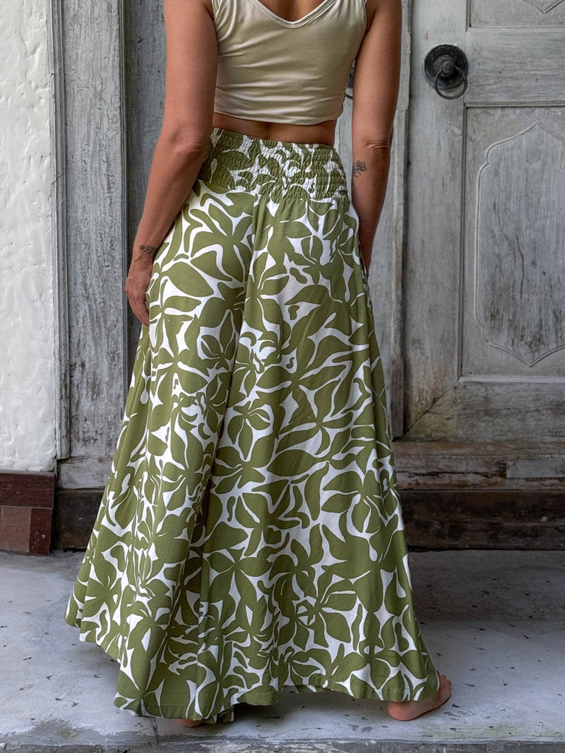 Olive Bloom Wide Leg Flow Pant