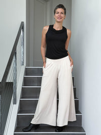 caraucci racerback cowl neck black tank top #color_black
