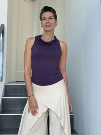 caraucci racerback cowl neck plum tank top #color_plum