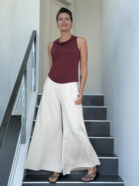 caraucci racerback cowl neck maroon tank top #color_wine