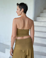 caraucci stretch jersey reversible cream and brass tube top #color_brass