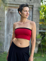 caraucci stretch jersey reversible red or black tube top #color_red