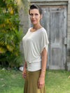 #caraucci women's cream lightweight short sleeve loose fit top #color_cream