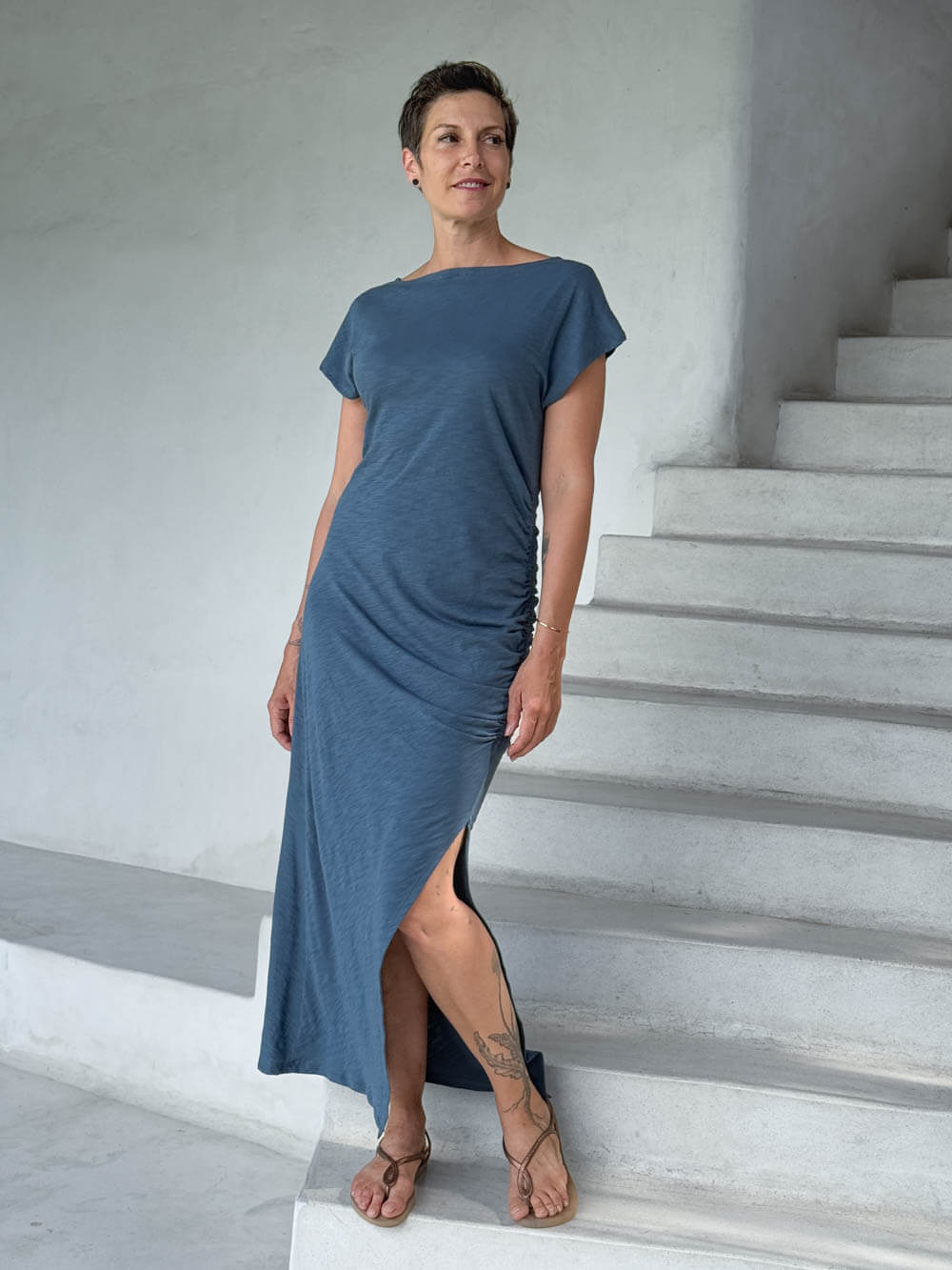 Cotton Ruched Dress| Womens Cotton Dress Black / M Cotton Ruched Dress| Womens Cotton Dress Black / M