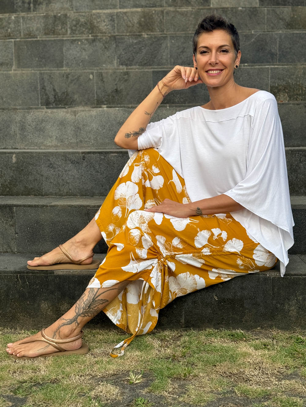 Golden Ginkgo Ruched Pant