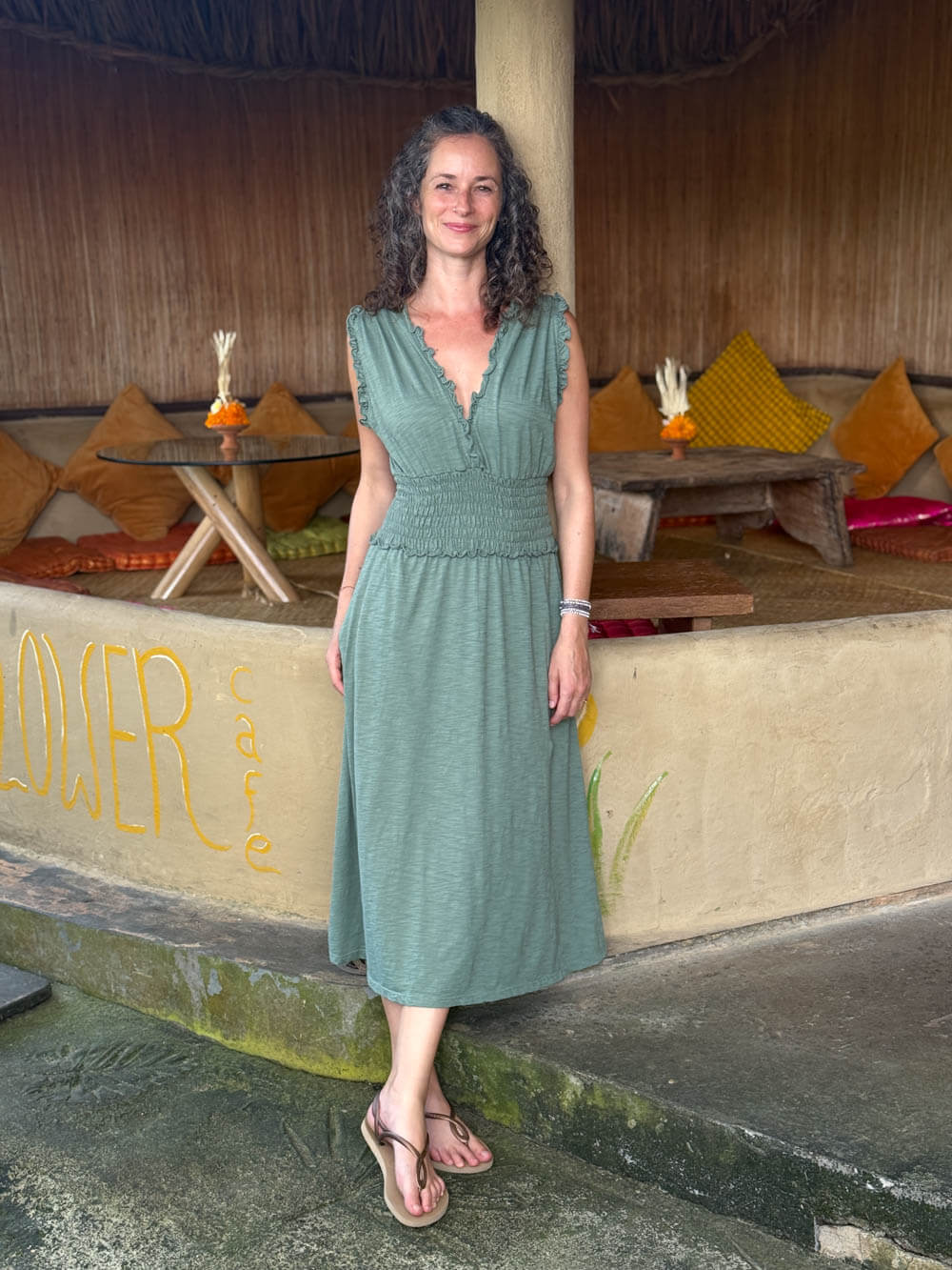 Cotton Ruffle Dress| Women’s Cotton Dress Matcha / S/M