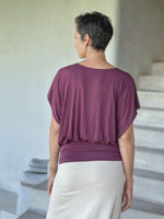 #caraucci women's purple lightweight short sleeve loose fit top #color_jam