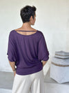 caraucci women's lightweight short sleeve purple loose fit top #color_plum