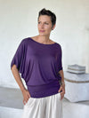 caraucci women's lightweight short sleeve purple loose fit top #color_plum